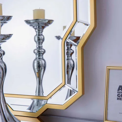 Vista 3 de Espejos dorados para decoración, espejo de pared grande de 36 x 24 pulgadas con vidrio biselado, espejo rectangular moderno para baño, entrada