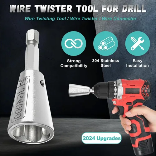 Vista 2 de Axlksia Herramienta de tornado de alambre para taladro, 2 piezas de tornado de alambre de taladro, conector de herramienta de torsión de alambre