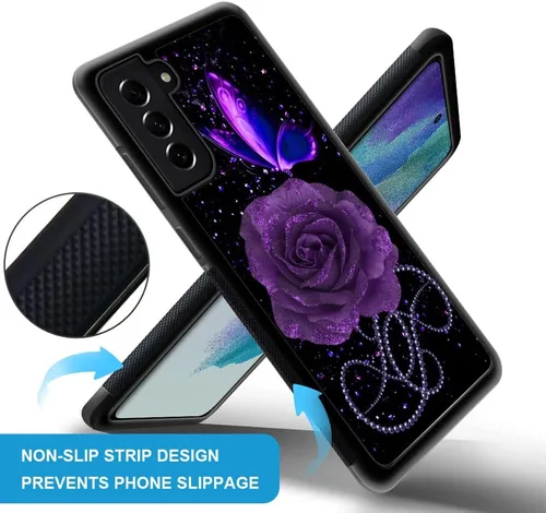 Vista 3 de ZHEGAILIAN Funda compatible con Samsung Galaxy S21 FE, diseño de patrón de policarbonato duro cubierta trasera antideslizante de absorción de Angel
