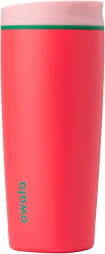 Vista 6 de Owala SmoothSip Slider - Vaso de café aislado de acero inoxidable, reutilizable, taza de café helado, taza de viaje para café caliente, sin BPA, 12