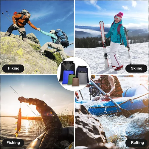 Vista 7 de Juego de bolsas secas impermeables de 15 L+ 8 L +5 L+4 L+3 L+ 2 L y correa de hombro larga ajustable para kayak, rafting, canotaje, senderismo
