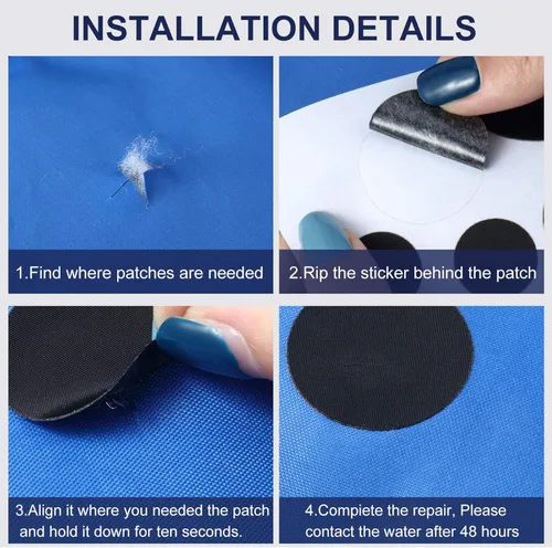 Vista 2 de 10 hojas de parches de reparación autoadhesivos de nailon para chaquetas de plumón, tienda, bolsa, kit de parches de reparación de ropa
