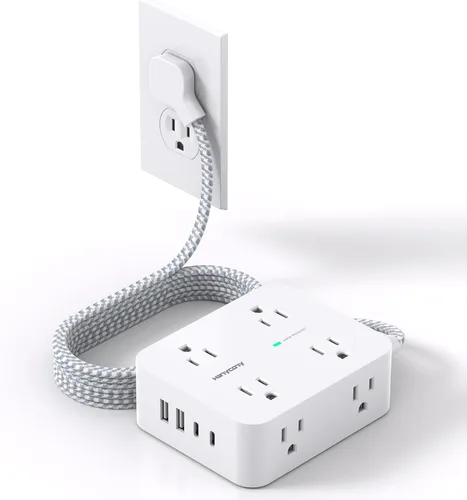 Vista 14 de Tiras de enchufes con protección contra sobretensiones - HANYCONY 8 salidas amplias con 4 puertos USB (2 USB C), extensor de enchufe de 3 lados