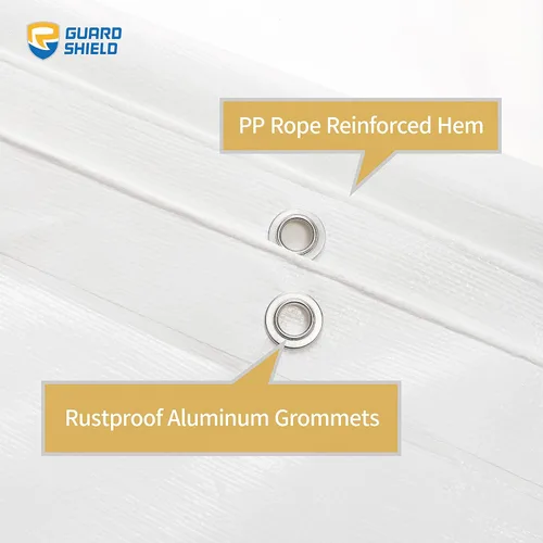Vista 4 de GUARD SHIELD Lona resistente de 12 x 16 pies, cubierta de lona de polietileno blanca impermeable, gruesa, multiusos, de 25/64 pulgadas