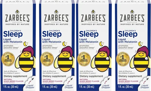 Vista 5 de Suplemento de sueño líquido para niños de Zarbee's con 1 mg de melatonina; libre de drogas y efectivo; sabor natural a bayas fácil de tomar