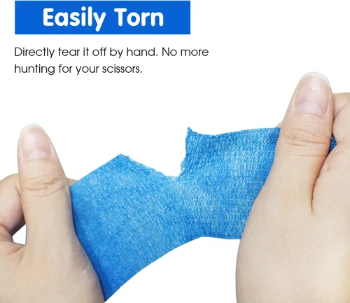 Vista 3 de Vendaje cohesivo autoadherente de 2 x 5 yardas, vendajes de primeros auxilios elásticos deportivos atléticos, cinta veterinaria para esguince