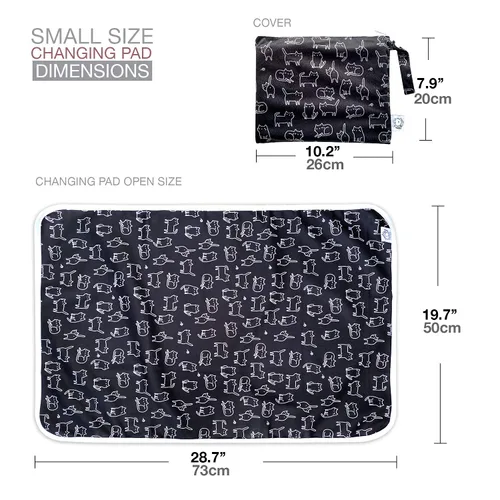 Vista 3 de Flockthree - Cambiador de pañales impermeable para bebé con bolsa de almacenamiento (28.7 x 19.7 pulgadas), lavable, lavable, reutilizable, a prueba