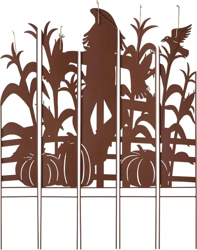 Vista 8 de glitzhome - Letrero de espantapájaros rústico, decoración de patio, pórtico y pared, otoño, cosecha y Día de Acción de gracias, con estacas