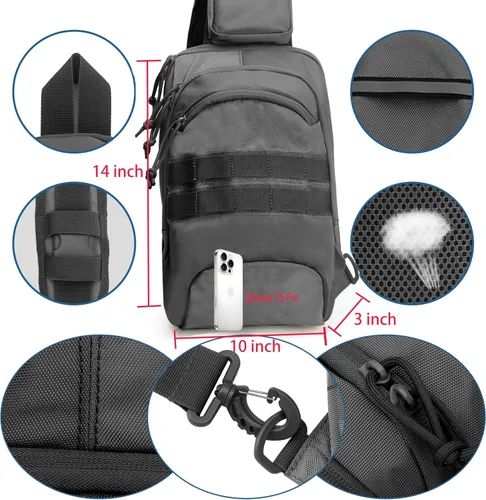 Vista 2 de Mochila táctica para el pecho de la honda EDC Mochila universal Dual Holster CCW Bolsas compactas Mochila de transporte oculta