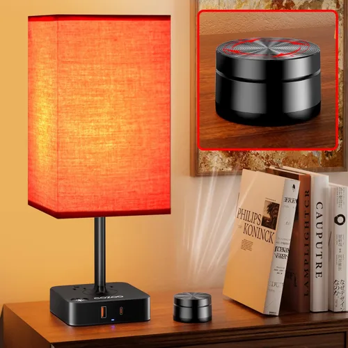 Vista 16 de Lámpara de mesa regulable cozoo USB para mesita de noche y escritorio con 2 puertos de carga USB (A+C) y 2 tomas de corriente, lámpara de mesita