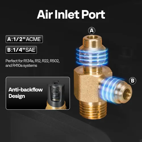 Vista 4 de VIVOHOME Kit de bomba de vacío de aire de paleta giratoria de una etapa de 3.5 CFM y medidor de colector de CA y báscula de peso de carga