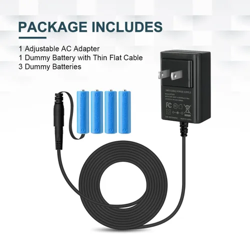 Vista 7 de Lenink Adaptador de fuente de alimentación de CA ajustable para 2 pilas AA 3 AA 4 AA, 3V, 4.5V, 6V, AA adaptador de repuesto de batería para luces