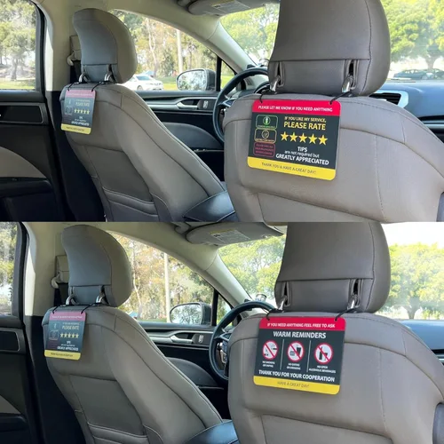 Vista 3 de Nebudo Compatible con Lyft y Uber (Paquete de 2) Letreros de propinas y valoración apreciada, accesorios para compartir viajes – 17,8 cm x 12,7 cm