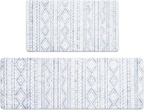 FRESHMINT Tapetes Antifatiga de Cocina para Piso Juego de 2 Piezas, Alfombras de Cocina Bohemias Impermeables y Antideslizantes, Tapete de Cocina