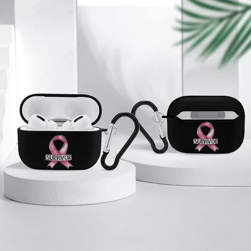 Vista 4 de Breast Cancer Survivor Hard Case Compatible with AirPods Pro 2nd / 1st Generation Cover with Keychain