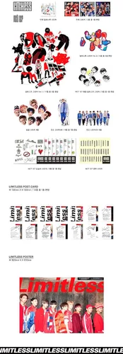 Vista 3 de NCT 127 - [NCT #127 LIMITLESS] 2nd Mini Album CD+Photo Set+Wordbook+Stickers+PostCard+folding Posters K-POP Sealed
