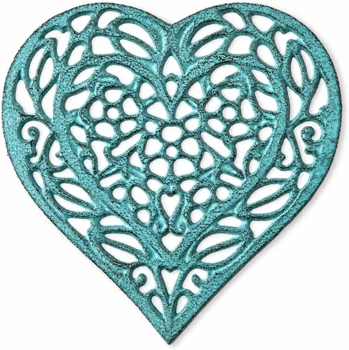Comfify Salvamanteles de corazón de hierro fundido azul, 6.75 x 6.5