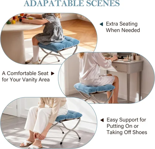 Vista 95 de Silla platillo, cómodas sillas de dormitorio, silla plegable de piel sintética de gran tamaño, silla plegable con marco de metal para sala de estar