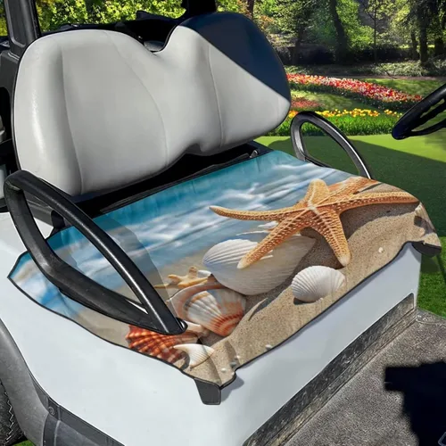 Vista 2 de TODIYADDU Fundas de asiento de carrito de golf con estrellas de mar 3D, cómoda manta de toalla de asiento de carrito de golf con patrones únicos