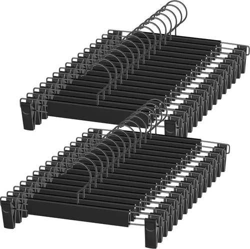 NORTHERN BROTHERS Perchas para pantalones con clips, paquete de 30 perchas para falda de color negro resistentes para mujeres, hombres, niños,