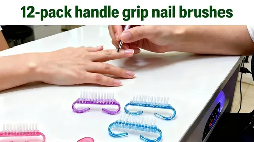 Vista 3 de Paquete de 12 cepillos de uñas con agarre de mango (colores surtidos), cepillos de limpieza de uñas para limpiar dedos de pies y uñas, cepillos