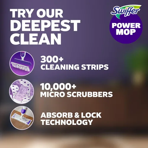 Vista 2 de Swiffer PowerMop - Recambios de almohadilla de trapeador multisuperficie para limpieza de pisos, 11