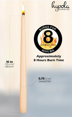Vista 4 de Hyoola Tall Taper Candles - Vela de cena sin goteo de 10 pulgadas, sin perfume, cera de parafina con mechas de algodón, 8 horas de tiempo