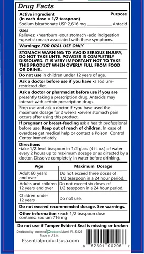 Vista 3 de Polvo oral antiácido de bicarbonato de sodio USP 4 oz