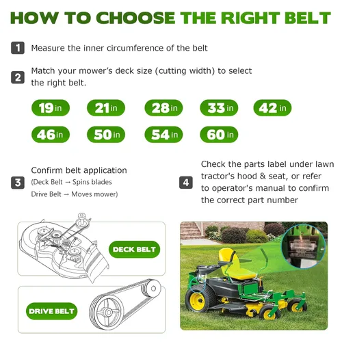 Vista 2 de Cinturón de cubierta de 1/2 x 100 pulgadas para Cub Cadet 754-05021 954-05021 XT1-LT42 y XT2-LX42 con cubierta Ariens de 42 pulgadas 21546422