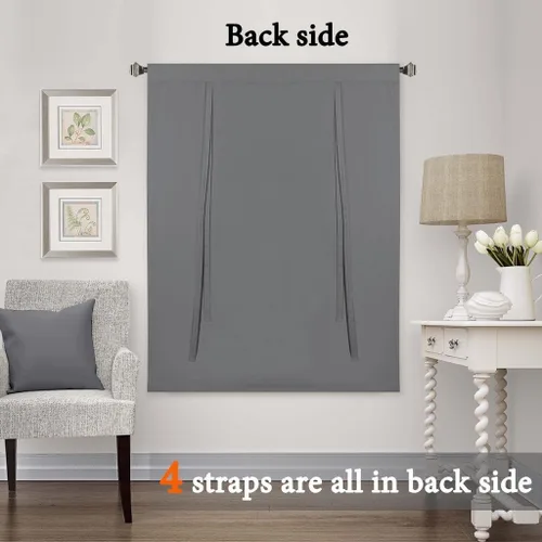Vista 4 de H.VERSAILTEX - Cortina opaca con ojales, aislante térmica, panel de bolsillo para varilla, cortina corta para baño, cortina con lazo para ventana