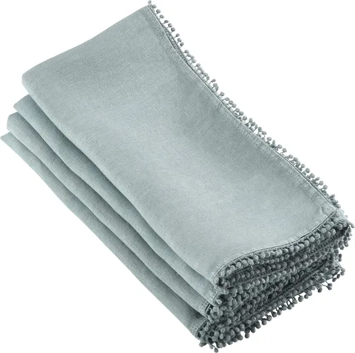 Vista 11 de SARO LIFESTYLE 15062.N20S Pomponin Collection - Servilletas de lino con pompones, juego de 4 unidades, 20 pulgadas, color natural