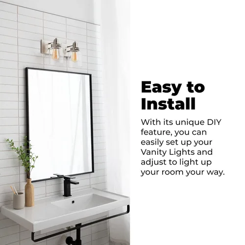 Vista 6 de Wood Grip Lámpara de tocador de baño - Iluminación interior de baño (níquel cepillado, 2 luces)