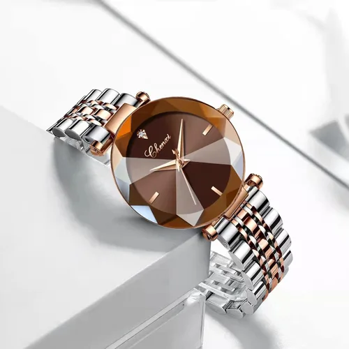 Vista 6 de SENRUD Relojes de moda para mujer, reloj de pulsera de malla de acero inoxidable de oro rosa, elegante, regalo para mujer, reloj de pulsera