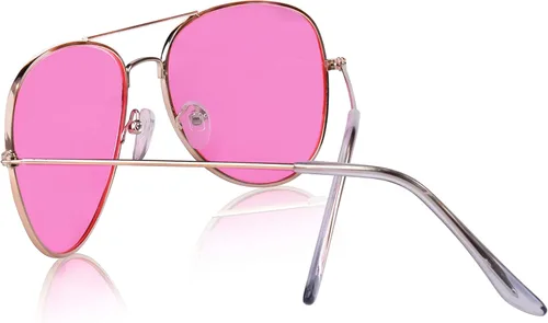 Vista 6 de SunnyPro Gafas de sol de aviador de colores teñidas lentes de metal con protección UV400