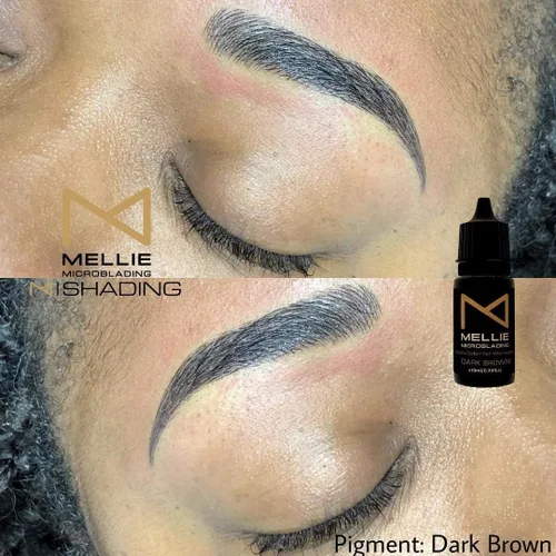 Vista 4 de Mellie Microblading Pigmento – 0.3 fl oz/0.35 onzas líquidas Grado médico Sin mezcla Larga duración para profesionales suministros de Marrón