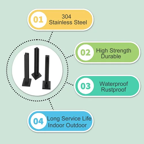 Vista 3 de Abrazadera de poste de barandilla de acero inoxidable para 10 piezas de 0.472 in de grosor de vidrio barandilla poste de barandilla de patio terraza