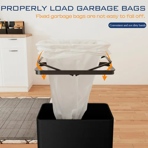 Vista 2 de Bote de basura de 13 galones con tapa, cubo de basura automático de alta capacidad con sensor de movimiento de acero inoxidable para cocina y Negro