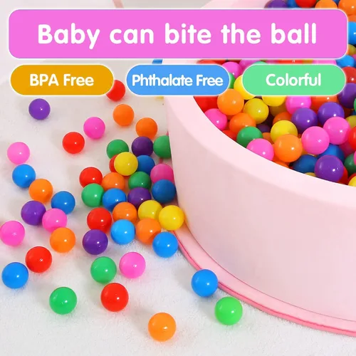 Vista 4 de Pelotas de plástico para hoyo de bolas, juego de 100 piezas, 2.2" de diámetro, sin ftalatos ni BPA, pelotas de plástico para niños pequeños