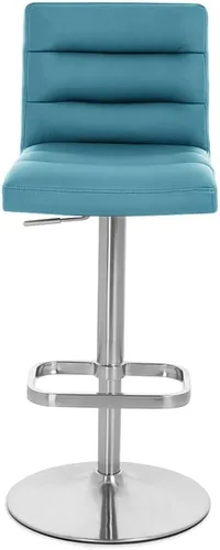 Vista 114 de Zuri Muebles Taburete de bar moderno de altura ajustable gris exuberante con base plana redonda cepillada