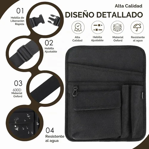 Vista 5 de Likesing Delantal de servidor, delantal de servicio con bolsillos para camarera, bolsa de herramientas de cintura para camarero con cinturón Negro-5