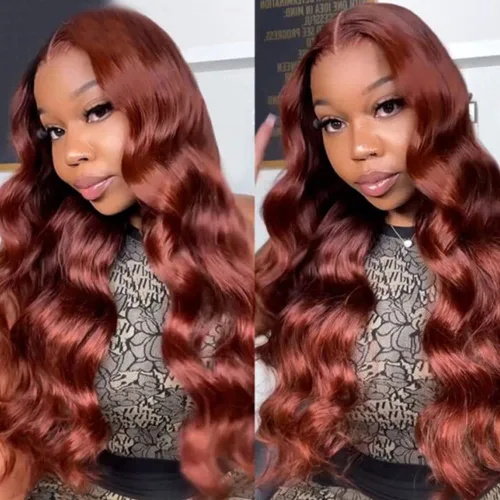 Vista 14 de Peluca de cabello humano marrón rojizo ondulado, pelucas de cabello humano con encaje frontal de 13 x 6 pulgadas para mujeres negras, 18 pulgadas