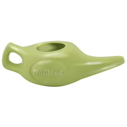 Vista 4 de NeilMed Neti Pot Classic Porcelana Verde con 30 Paquetes Premezclados