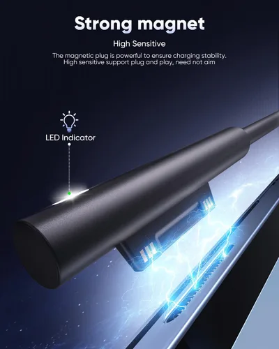 Vista 8 de Cargador de portátil Microsoft Surface Pro de 65 W para Surface Pro 12, 11, 10, 9, 8, 7, 7+6, 5, 4, 3, X, Windows Surface Laptop 7, 6, 5, 4, 3, 2