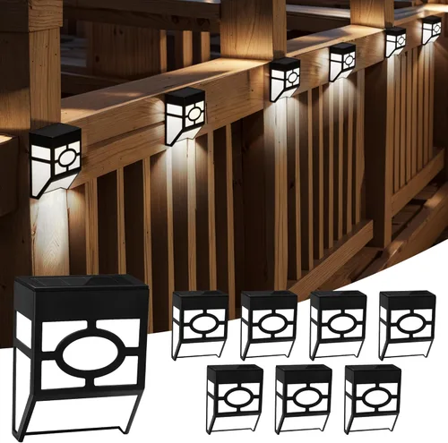 Otdair Luces solares de cubierta al aire libre, 2 modos de luces solares decorativas para valla con RGB 7 colores y blanco frío, IP65 impermeable