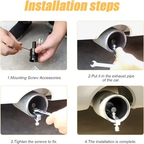 Vista 4 de 2 piezas de simulador de silbato de sonido turbo, resonador de válvula de soplado de aleación de aluminio para escape de auto, silbato de cola