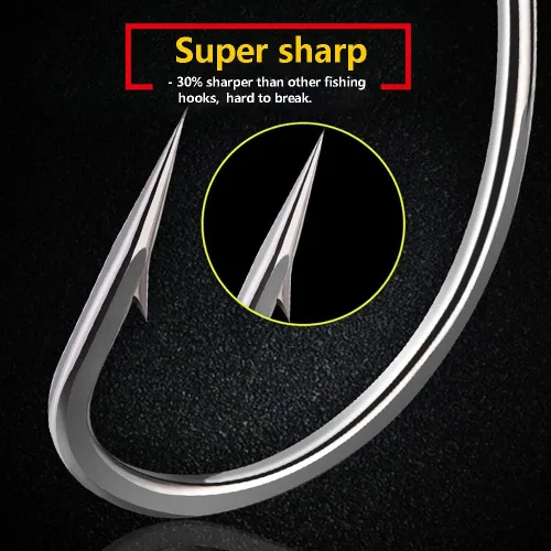 Vista 2 de Dyxssm 150 unids/lote forjó ganchos de pesca de mango largo gancho de pesca de acero inoxidable para agua salada agua dulce, círculo pulpo ganchos