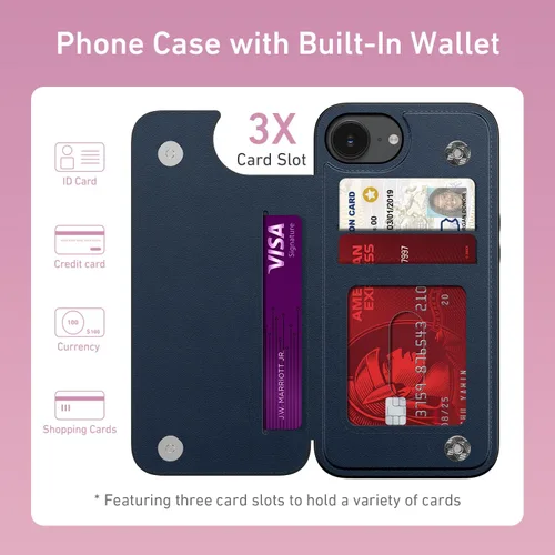 Vista 920 de LETO para iPhone 15 Pro Funda tipo cartera - Tapa tipo folio con patada - Diseños de moda - Tarjetero - Funda protectora para mujeres y niñas - 6.1