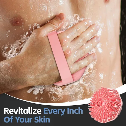Vista 7 de Exfoliante corporal de silicona, exfoliante de gel corporal, cepillo de ducha para una exfoliación eficaz de la ducha y masaje suave (rosa)