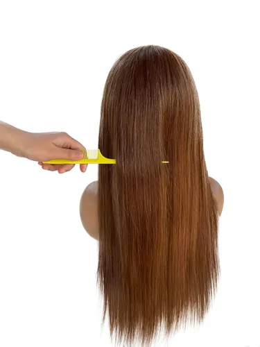 Vista 10 de Pelucas de cabello humano lacio con encaje frontal, color castaño cenizo degradado a rubio 613 con raíces oscuras 13x6 HD, peluca frontal de encaje