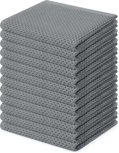 Vista 321 de Homaxy Paños de cocina de 100% algodón con tejido de gofre, ultra suaves, absorbentes, de secado rápido, 12 x 12 pulgadas, paquete de 6, amarillo